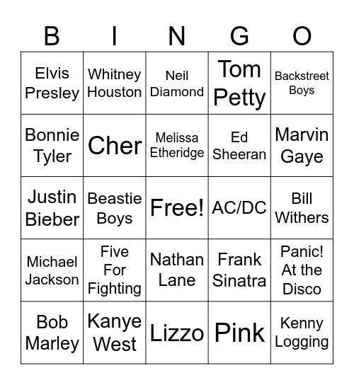Artist Bingo Card