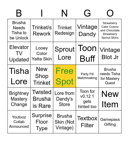 Version 0.11.1 Bingo Card Bingo Card