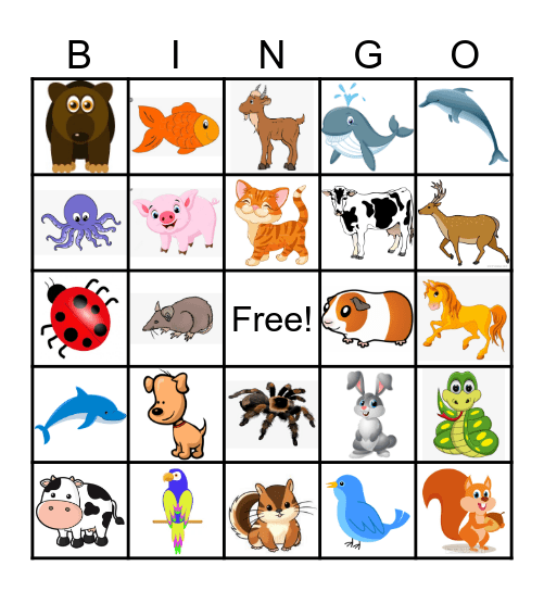 ANIMAL Bingo Card