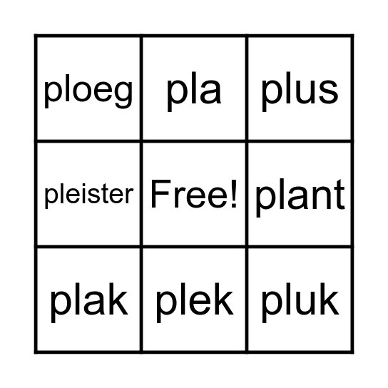 pl-woorde Bingo Card