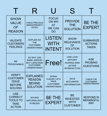 TRUST BINGO Card
