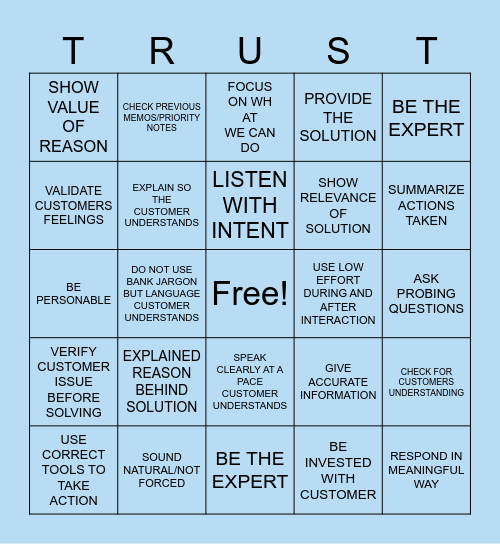 TRUST BINGO Card