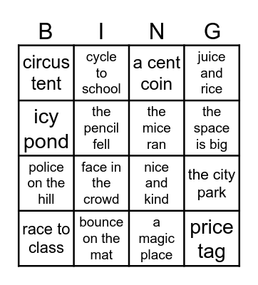 Soft C Phrases Bingo Card