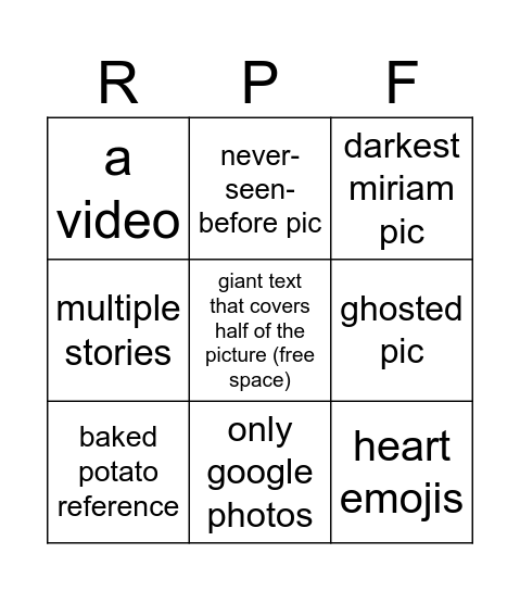 what will adam post for britt's bday Bingo Card