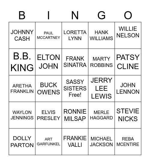 MUSIC! MUSIC! MUSIC! Bingo Card