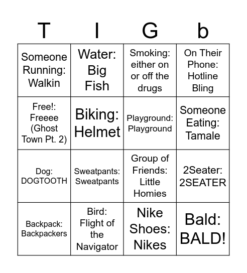 Outside Bingo #2 Bingo Card