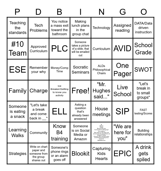 NAME Bingo Card