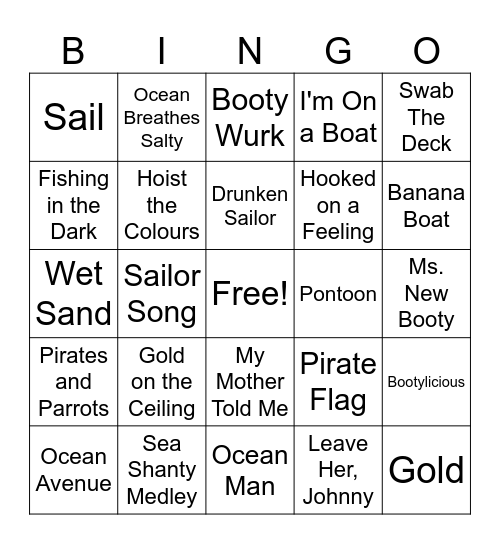 Pirate Bingo Card