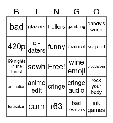 roblox bingo Card