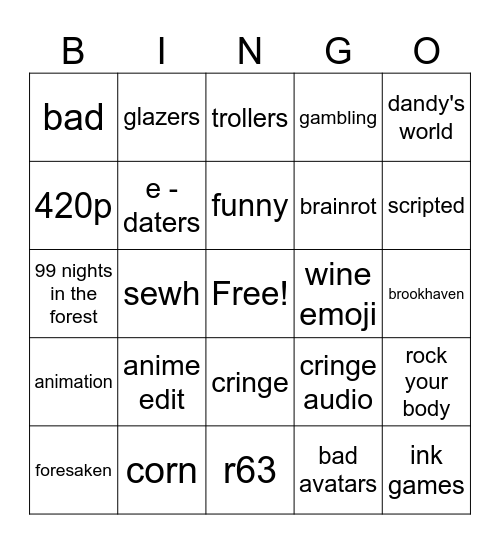 roblox bingo Card