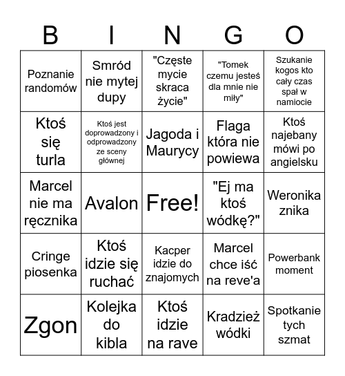 Woodstock bingo Card