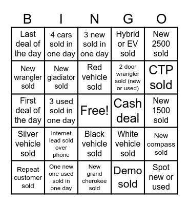 Branhaven Bingo Card