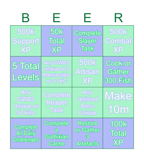 Main + GIM Bingo Card