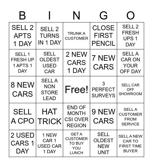 KIA MEDFORD BINGO Card
