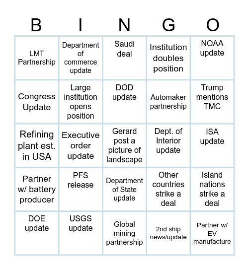 TMC Q3-Q4 2025 BINGO CARD Bingo Card
