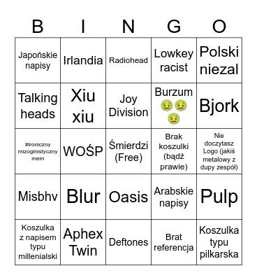 Bingo koszulki na offie Bingo Card