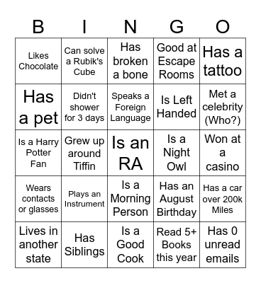 Icebreaker Bingo Card