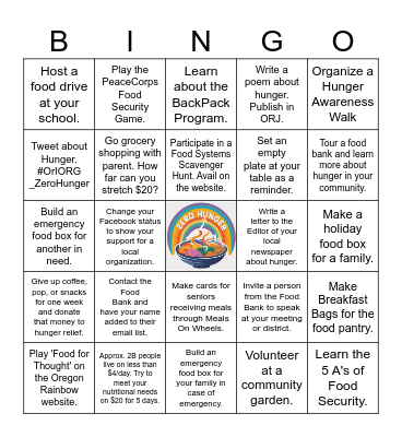 Oregon Rainbow BINGO for Bites Bingo Card