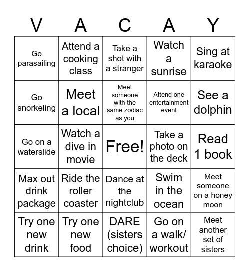 CRUISE BINGO Card