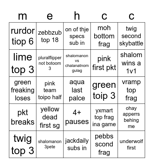 mehcc Bingo Card