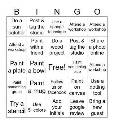 Monarch Craft Studio August Bingo Card