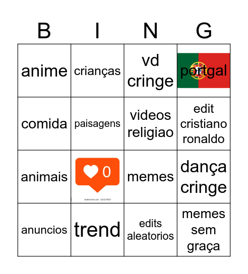 youtube Bingo Card