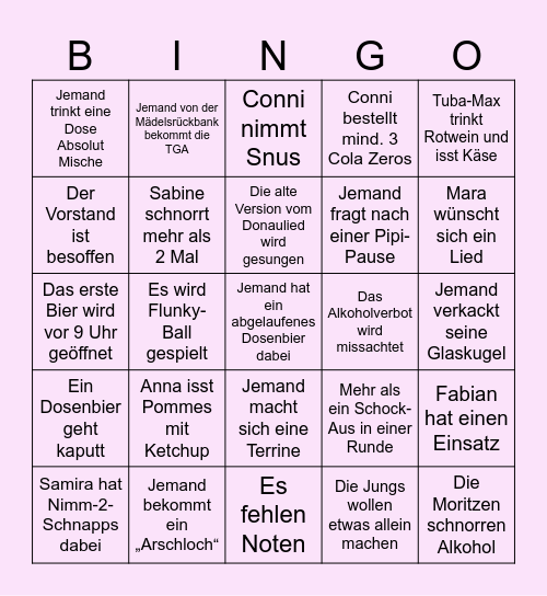 Orchesterfahrt 2025 Bingo Card