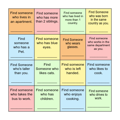 Find Someone Who... Bingo Card