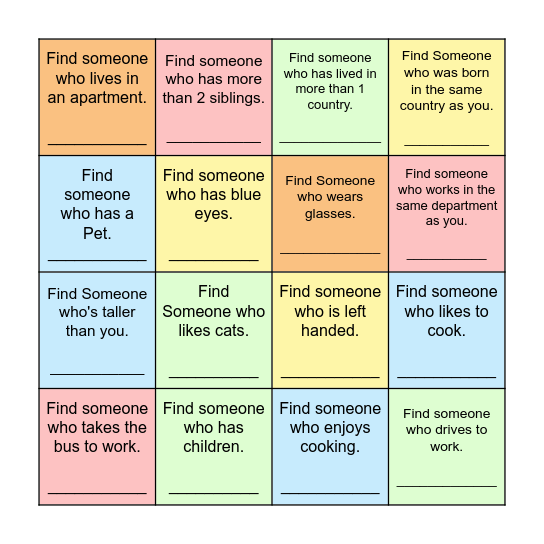 Find Someone Who... Bingo Card