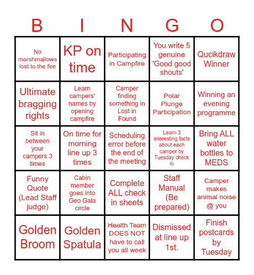 Counsellor BINGO Card