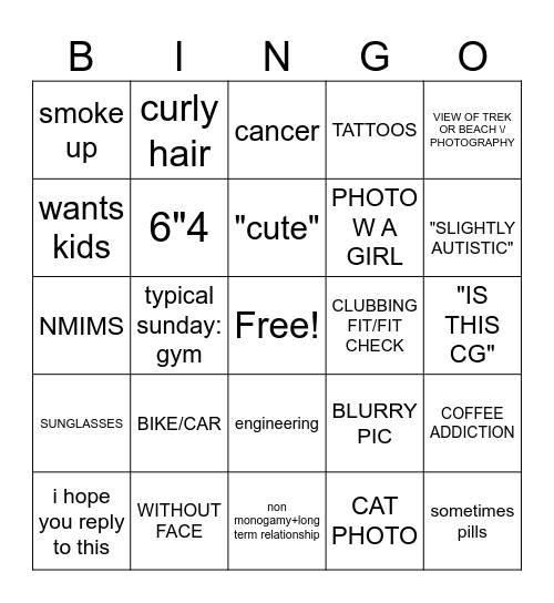HINGO BINGO Card