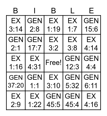 BIBLE Bingo Card