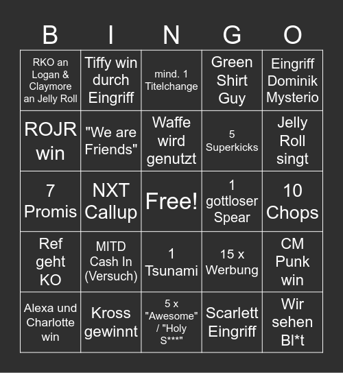 Summerslam 2025 Night 1 Bingo Card