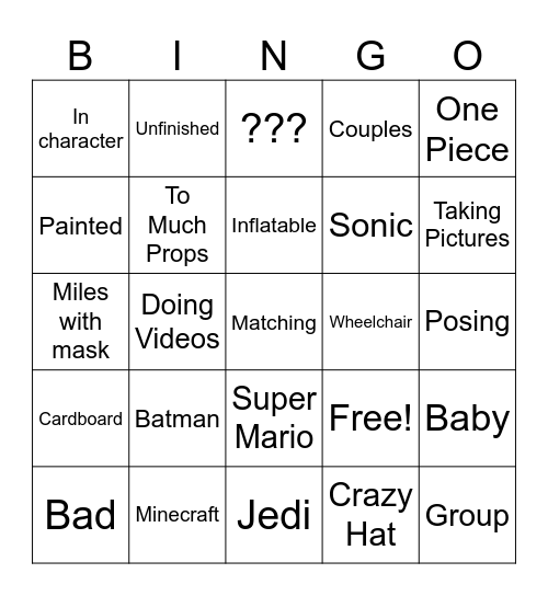 Mega-Con Bingo Card