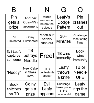 BFDIA 22 Predictions Bingo Card
