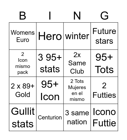 fifa bingo Card