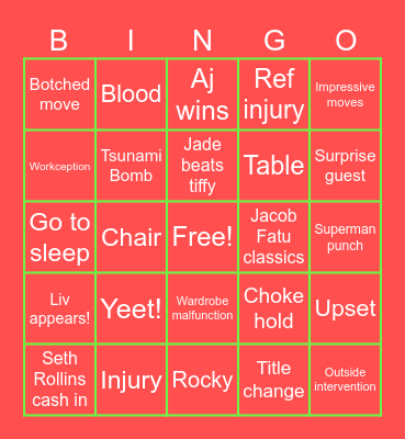 Summer Slam 2025 Bingo Card