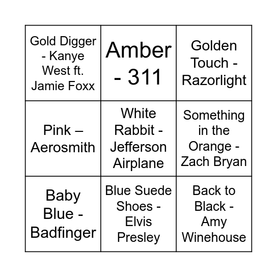 Game One Bingo Card