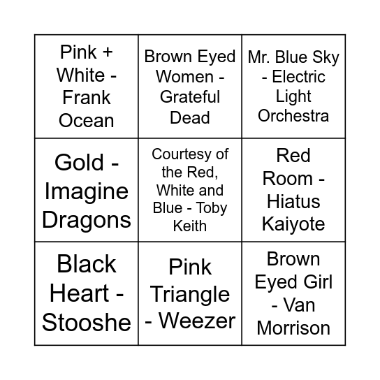 Game Three Bingo Card