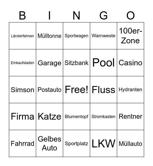 google maps bingo Card