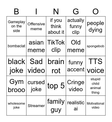 Instagram Reels bingo Card