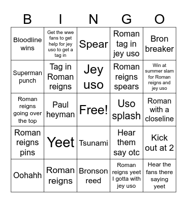 Summer slam night 1 Bingo Card