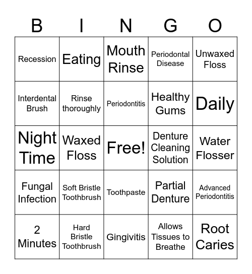 Dental Care! Bingo Card