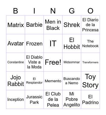MOVIES Bingo Card