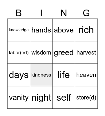 18th Sunday in OT Bingo Card