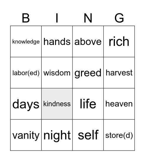 18th Sunday in OT Bingo Card