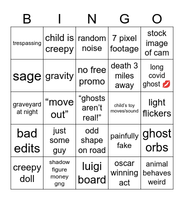 ooooooh sccccareyy Bingo Card