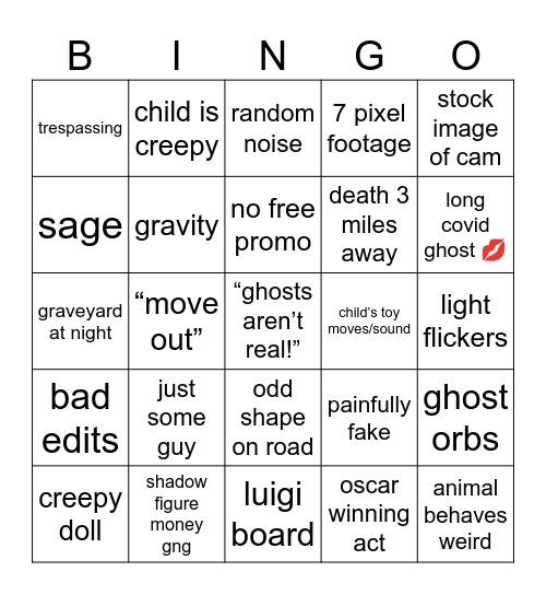 ooooooh sccccareyy Bingo Card