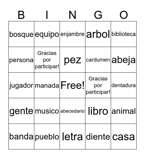 Plurales que no parecen Plurales Bingo Card