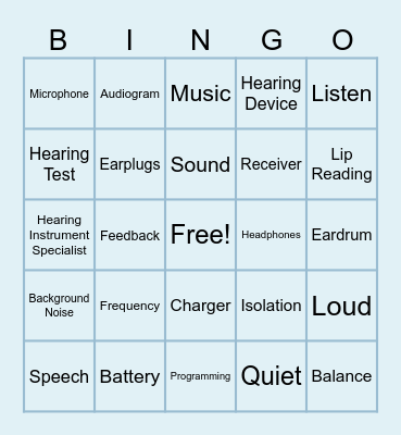 HEARING HEALTH BINGO! Bingo Card